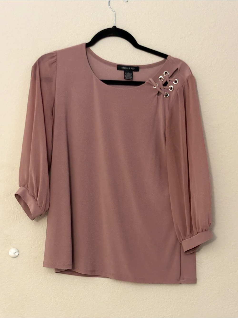 Ava & Viv Dusty Rose Lace-Up Shoulder Blouse